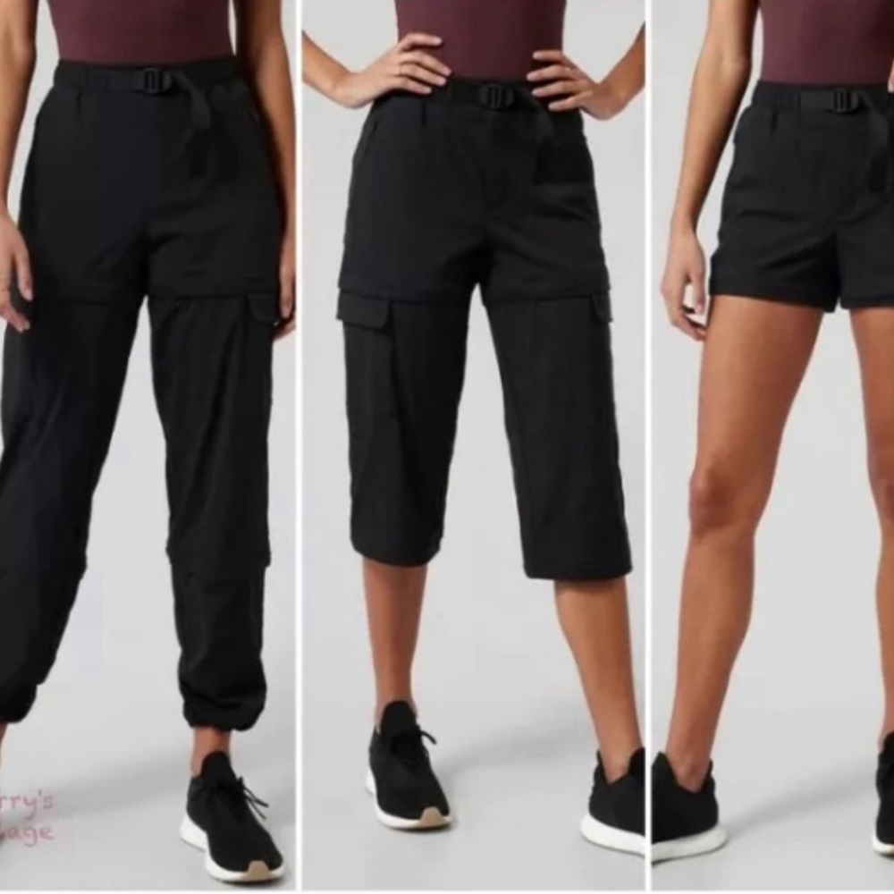Athleta Trekkie Convertible Hike Pant 10 Black Outdoor Jogger High Waisted